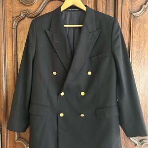 🇬🇧 Classic Dark Navy Double-Breasted Blazer with Gold Buttons